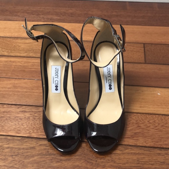 Jimmy Choo Henna 100 Sparkly Patent Bordeaux Heels 37/6.5 - Picture 2 of 16